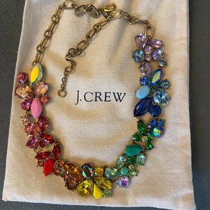 J Crew statement necklace flowers rainbow stones